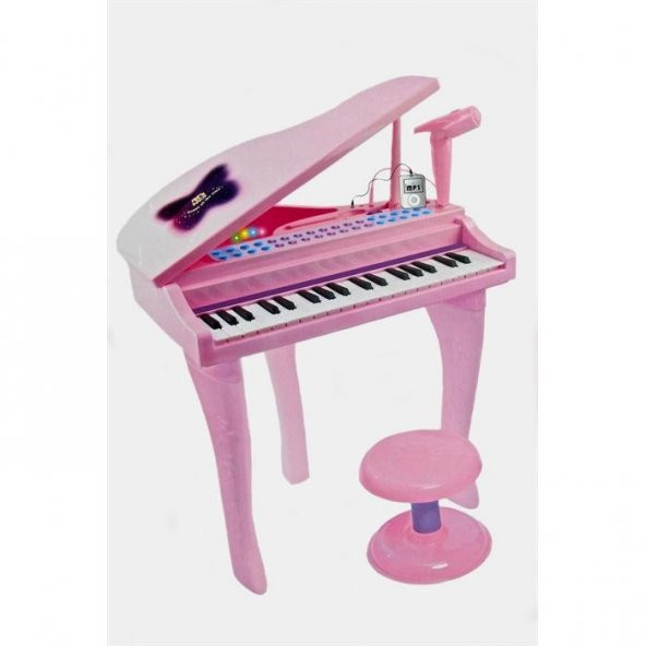 Piyano 37 Tuşlu Tabureli Elektronik MP3 Çalar Pembe