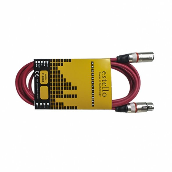 Estello E4004 Kırmızı / 8m PVC Kaplama XLR - XLR Mikrofon Kablosu