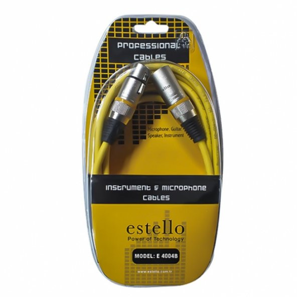 Estello E4004B Sarı / 3m PVC Kaplama XLR - XLR Mikrofon Kablosu -