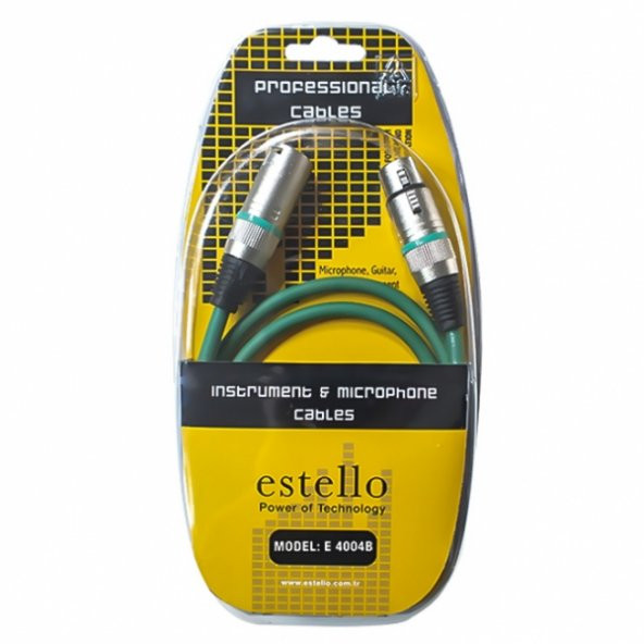 Estello E4004B Yeşil / 8m PVC Kaplama XLR - XLR Mikrofon Kablosu