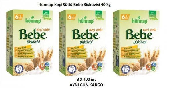 Hünnap Keçi Sütlü Bebe Bisküvisi 3lü Paket