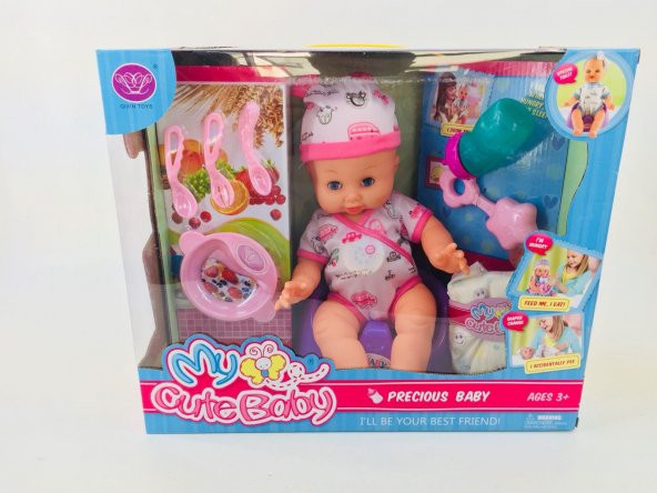 ALTINA İŞEYEN BEBEK SESLİ 9 AKSESUARLI BEZLİ BEBEK - 2