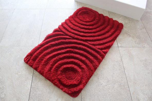 Alessia Home Wave Kırmızı 60x100cm Banyo Halısı