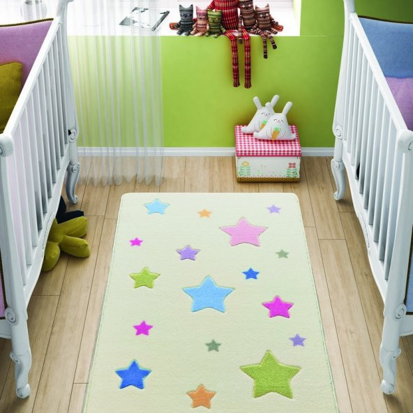 Confetti Baby Stars 100X150 Beyaz Oymalı Çocuk Odası Halısı