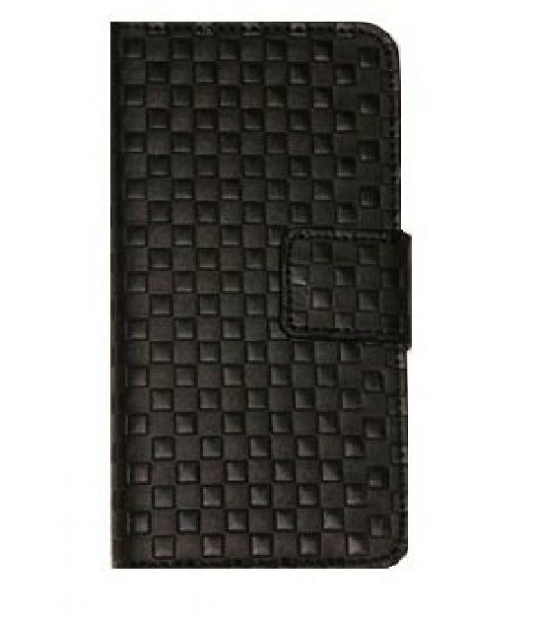 Iphone5 Uyumlu Kare Kabartma Cüzdan Kılıf Siyah