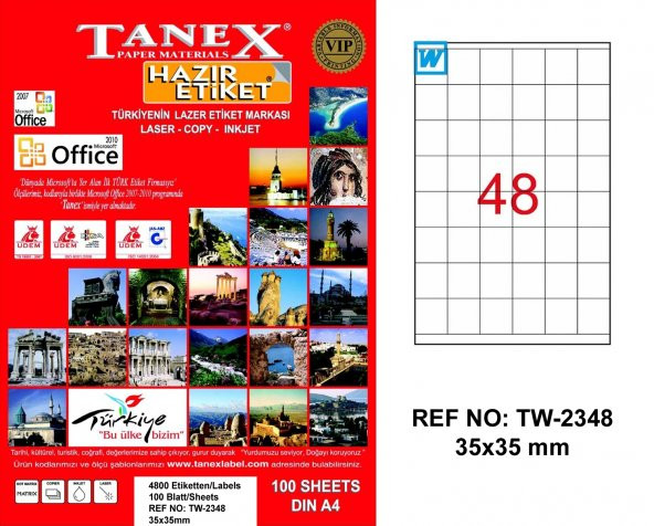 Tanex TW-2348 Standart Beyaz Etiket