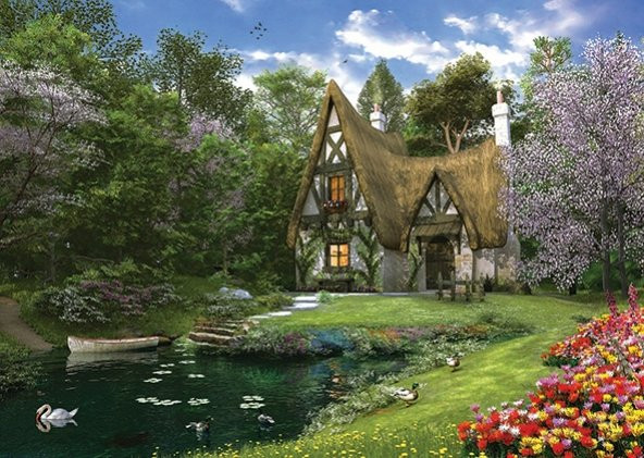 Puzzle 3000 Parça / Göl Evi / Spring Lake Cottage