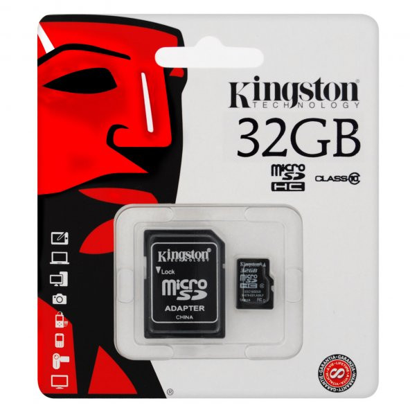 Kingston 32GB Class10 microSDHC Hafıza Kartı SDC10/32GB