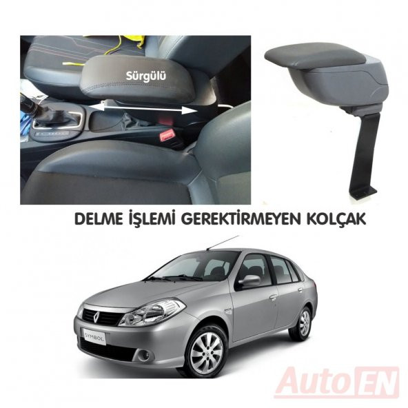 AutoEN Renault Symbol 2 2008-2012 GRİ Kol Dayama Kolçak Delme Yok!