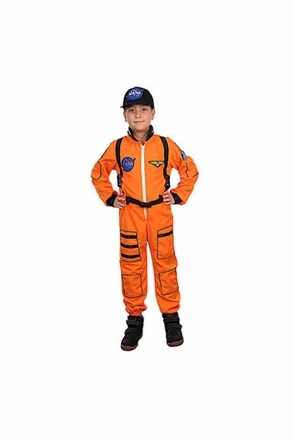 Turuncu Astronot Çocuk Kostüm 7-8 Yaş 1 Adet