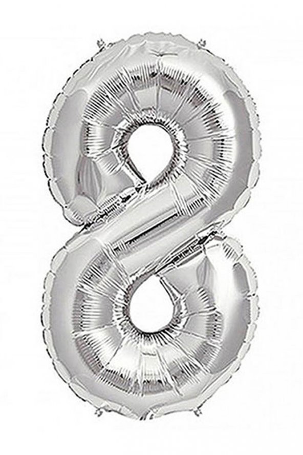 8 Rakam Gümüş Folyo Balon 40cm (16 inch) 1 Adet
