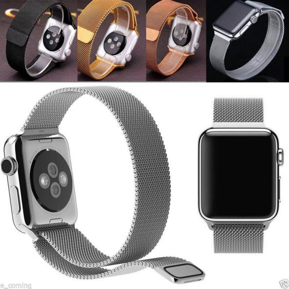 Apple Watch 2 3 4 Uyumlu 38 40mm ve 42 44mm Metal Hasır Kordon