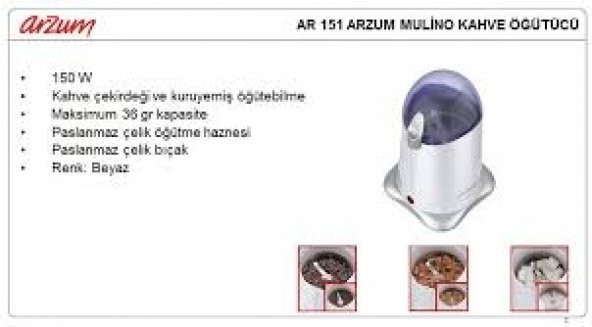 ARZUM AR151 MULİNO KAHVE ÖĞÜTÜCÜ