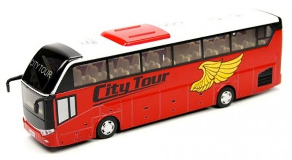 Sesli Işıklı Çekbırak Özellikli Oyuncak Kırmızı Otobüs (25 cm)