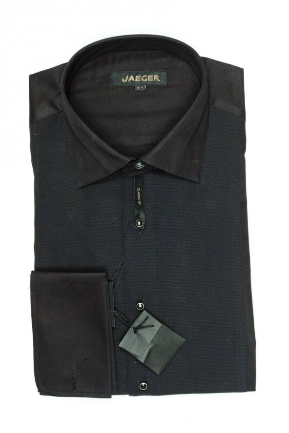 PINGÖMLEK CHELSEA TUXEDO SİYAH PANOLU SATEN KLASİK KESİM ERKEK GÖMLEĞİ