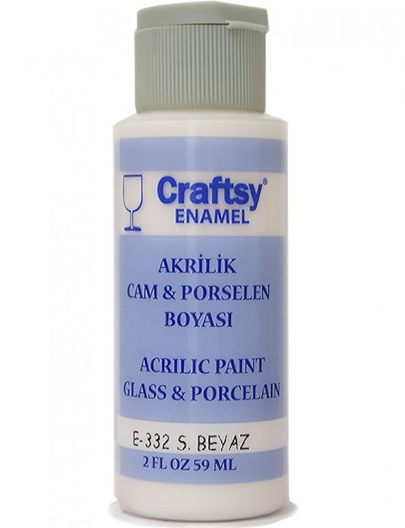 Craftsy Enamel Akrilik Cam Ve Porselen Boyası E-332 S.Beyaz 59ml