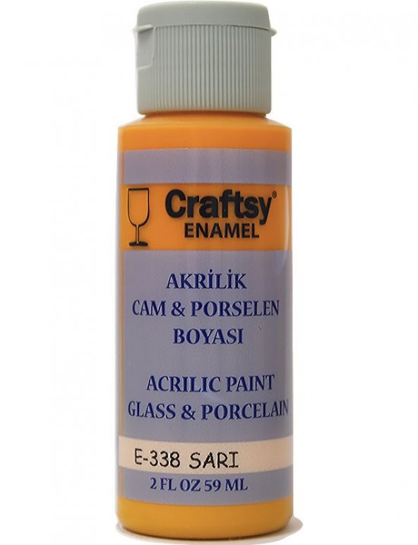 Craftsy Enamel Akrilik Cam Ve Porselen Boyası E-338 Sarı 59ml