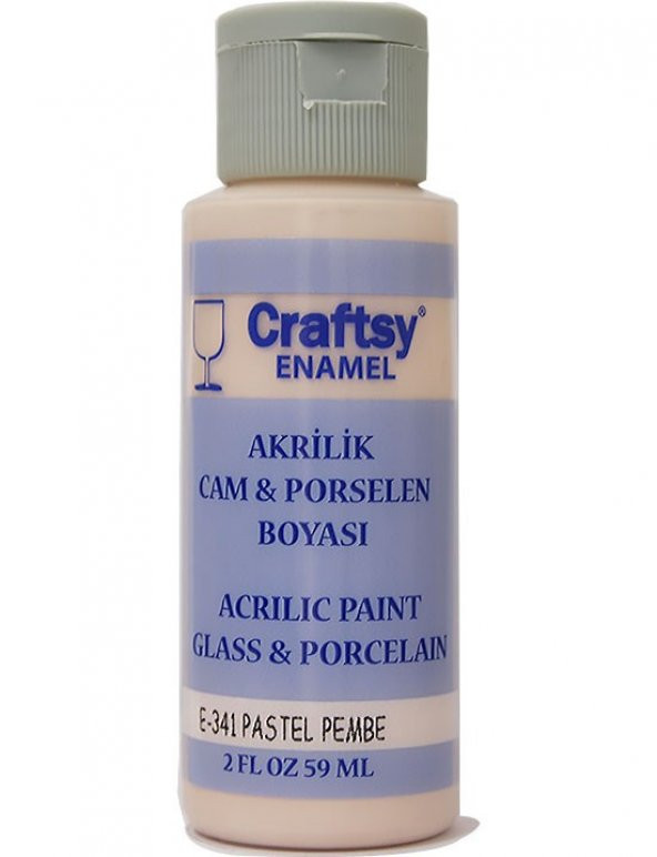 Craftsy Enamel Akrilik Cam Ve Porselen Boyası E-341 Pastel Pembe 59ml