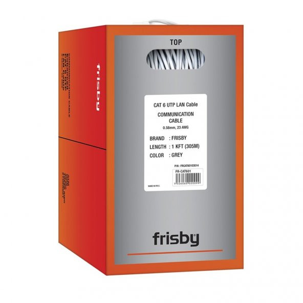 Frisby FR-CAT601 CAT6 UTP 305m Network ADSL Kablo 23 AWG Gri Yeni Seri Kaliteli