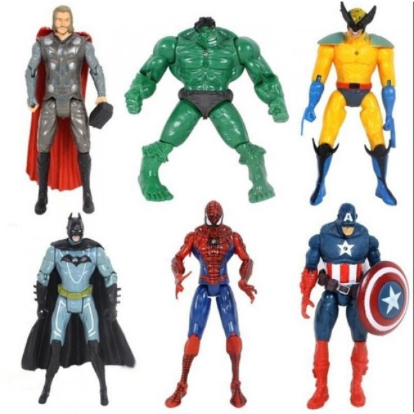 Avengers Süper Kahramanlar 6 Adet Işıklı Oyuncak Figür Seti