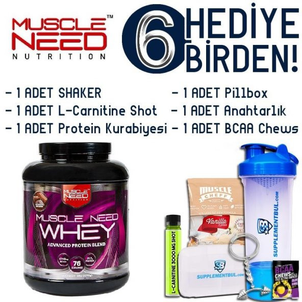 Muscle Need 50 İzole Whey Protein 2.27 Kg 6 Hediye