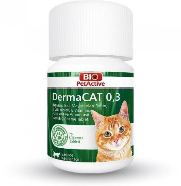 Bio Pet Active 0,3 Dermacat Brewers Yeast Kedi Tüy Bakımı 22,5 Gr 75li