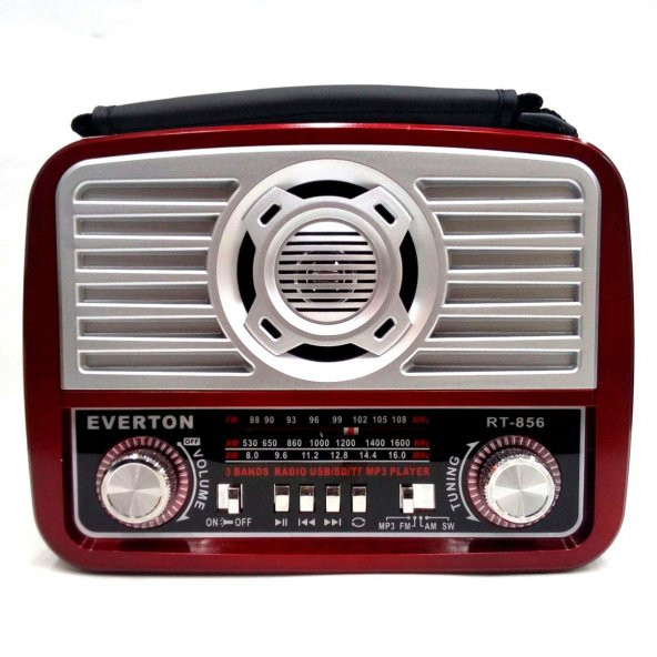 EVERTON Şarjlı Radyo Mp3 Müzik Çalar Fener USB-SD-TF-AUX RT856