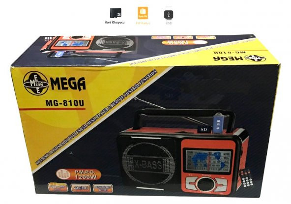 MEGA MG-810U Analog Kumandalı Radyo Mp3 Çalar - USB - SD - 2