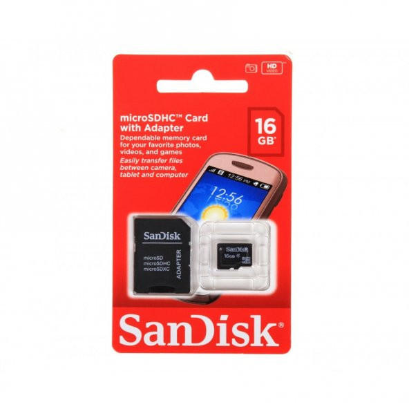 SanDisk 16GB Micro SDHC UHS-I/Class 4 Hafıza Kartı ve Adaptör