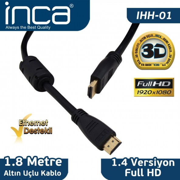 INCA IHH-01 HDMI TO HDMI 1,8MT ALTIN UÇLU KABLO