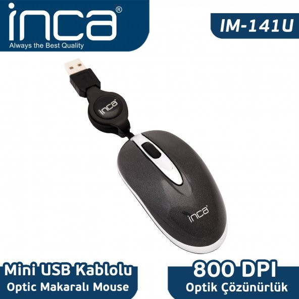 INCA IM-141U USB BLACK SİLVER MAKARALI OPTIC MOUSE