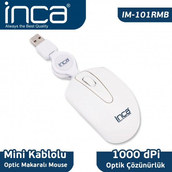 INCA IM-101RMB USB MİNİMAKARALI MOUSE BEYAZ