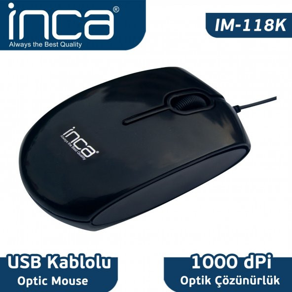 INCA IM-118K USB OPTİK PIANO BLACK MOUSE