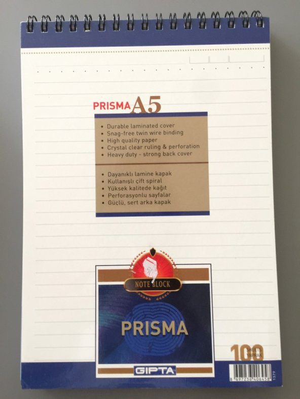 GIPTA PRISMA A5 100 YAPRAK ÇİZGİLİ BLOKNOT DEFTER