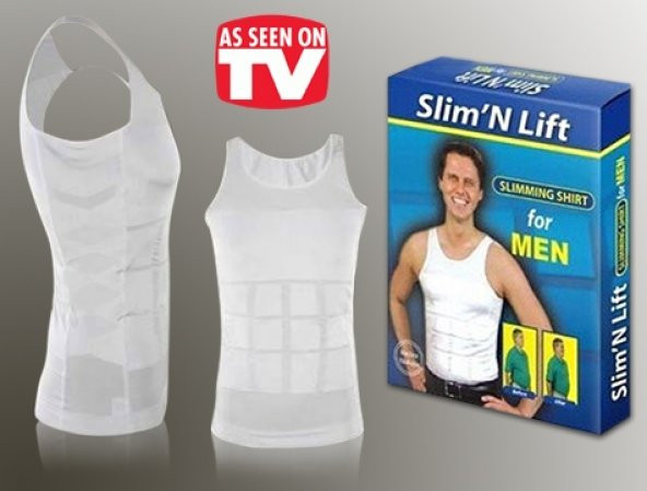 Slim N Lift Erkekler İçin Atlet Tipi Göbek Korsesi - XL - Beyaz
