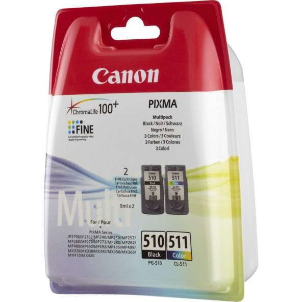 Canon PG-510 CL-511 Siyah ve Renkli ikili Paket Mürekkep Kartuş Orijinal Ürün