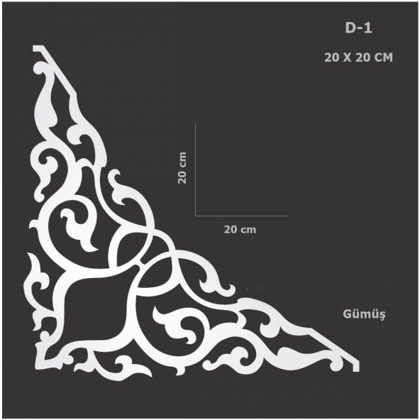 D-1 Gümüş 20 x 20 cm Sibu Aynalı Pleksi Mobilya Dolap Süsü - 2