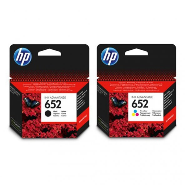 HP 652 Siyah ve Renkli Orijinal Kartuş (F6V24AE-F6V25AE)