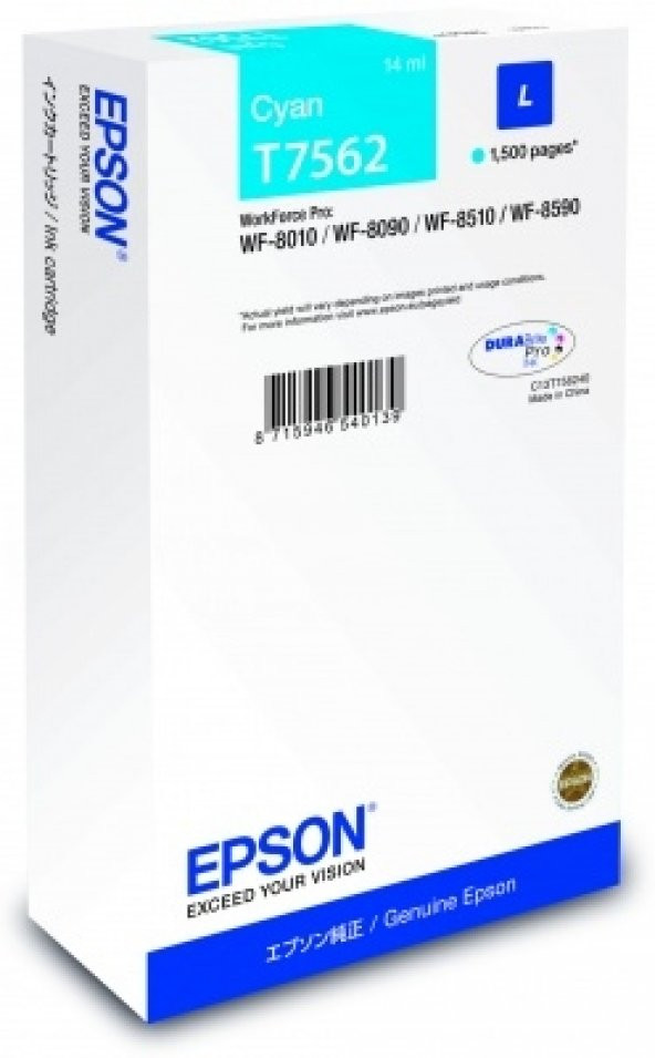 EPSON C13T756240 INK CARTRİDGE L CYAN 14 ML- WORKFORCE PRO WF 801