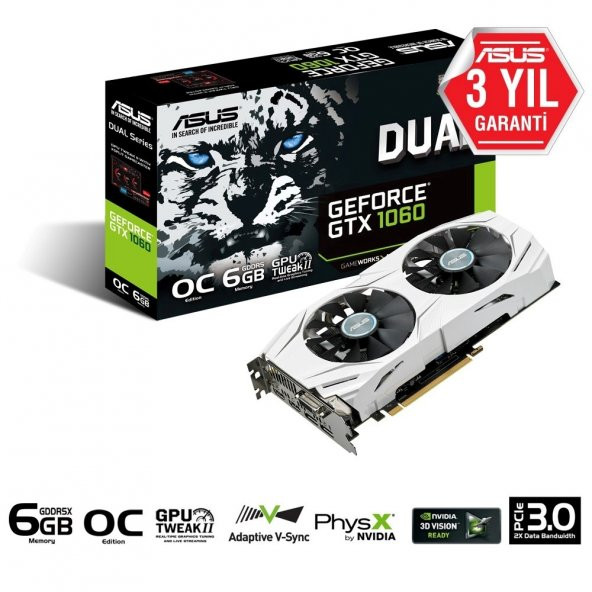 ASUS DUAL GeForce® GTX 1060 OC edition 6GB GDDR5 192BIT DVI 2HDMI
