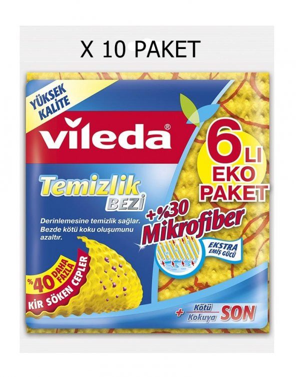 Vileda Mikrofiberli Temizlik Bezi 6lı X 10 PAKET