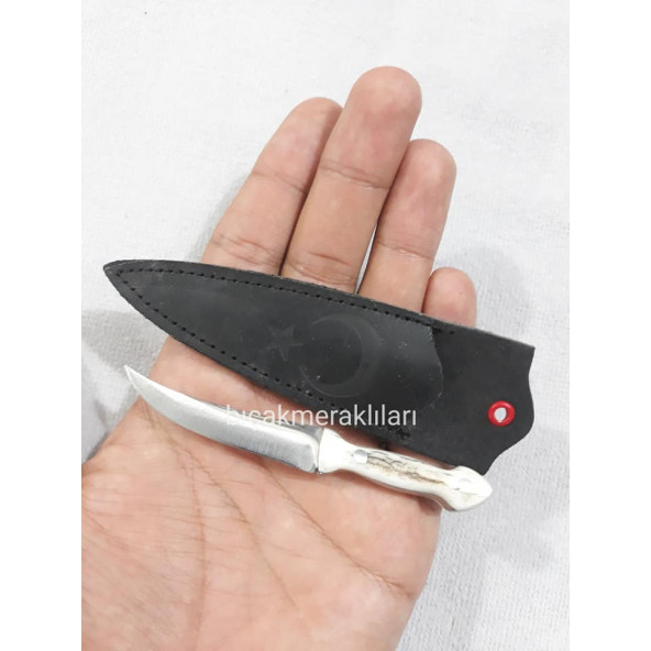 Mini Kolye Bıçak 10cm Toplam Uzunluk 3mm Çelik Geyik Boynuzu