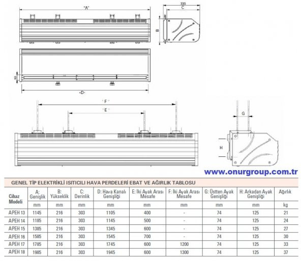 Olefini APEH-18 Genel Tip Isıtıcılı Hava Perdesi 200 cm - 2
