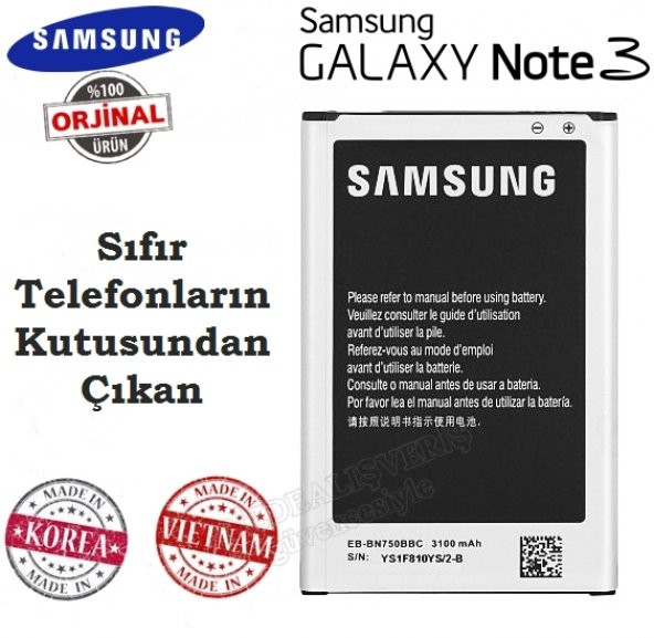 Samsung Galaxy Note 3 Orjinal Batarya Pil N9000 - N9005