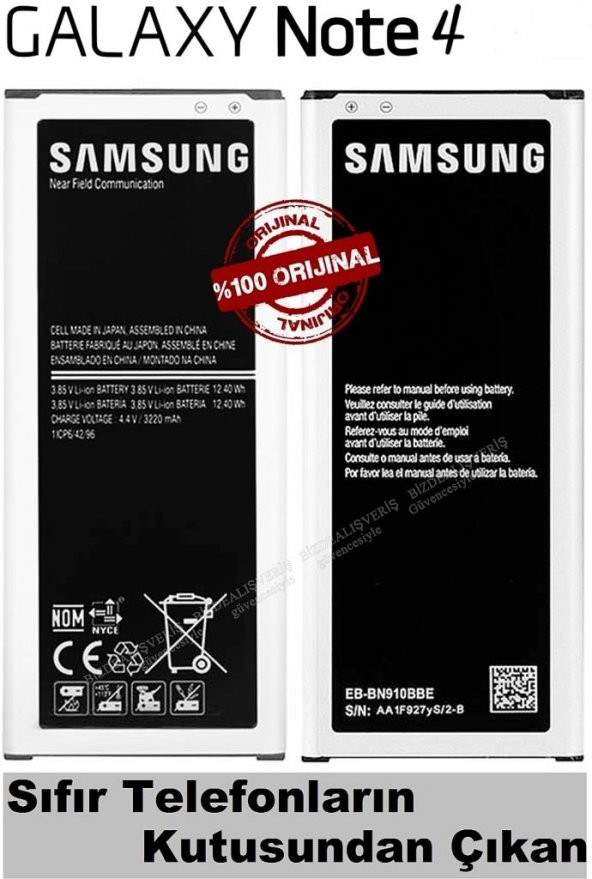 Samsung Galaxy Note 2 Note 3 Note 4 Note 4 Edge Orjinal Batarya