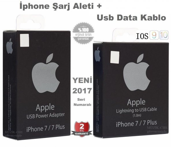 Apple iPhone Şarj Aleti Cihazı + Data Şarj Usb Kablo 5 6 7 8 X