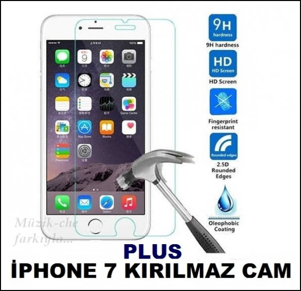 Apple iPhone 7 Plus Kırılmaz Ekran Koruyucu 0.26mm Kırılmaz Cam