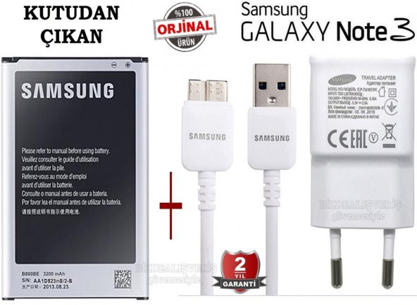 Samsung Galaxy Note 3 Orjinal Batarya + Şarj Aleti Cihazı 3.0 Usb