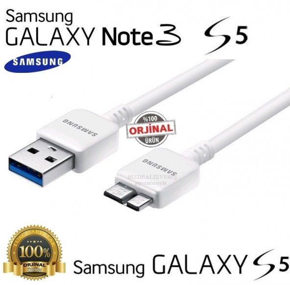 Samsung Galaxy Orjinal Note 3 S5 Usb Şarj Aleti Kablosu Kablo