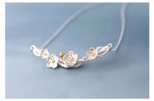 Frilly Gümüş Kiraz Çiçeği Kolye (FKK194102)